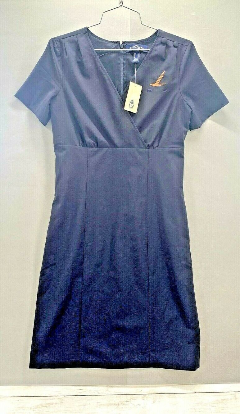 Land's End Women's Navy Dress Size 2 Flight Attendant Embroidered Bird NEW